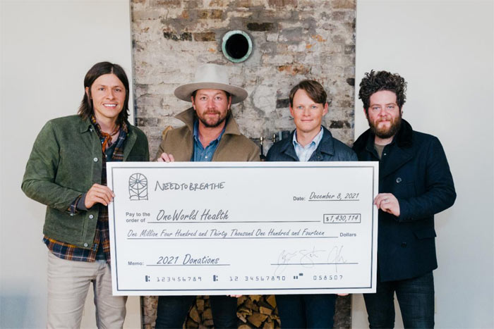 NEEDTOBREATHE Close Out 2021 with Seven-Figure Donations to For Others and OneWorld Health