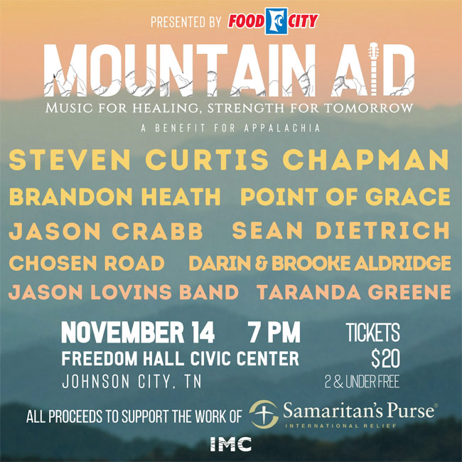 Steven Curtis Chapman, Brandon Heath, Jason Crabb and More to Headline 'Mountain Aid' Nov. 14