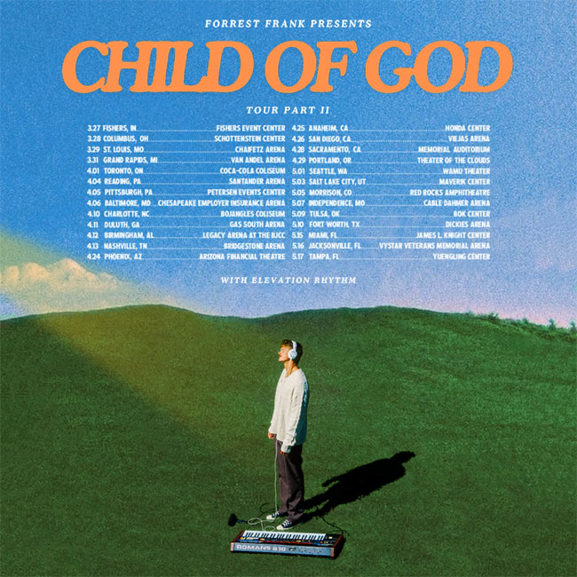 Forrest Frank Announces 2025 'Child of God Tour Part 2,' Named Finalist for Three Billboard Music Awards