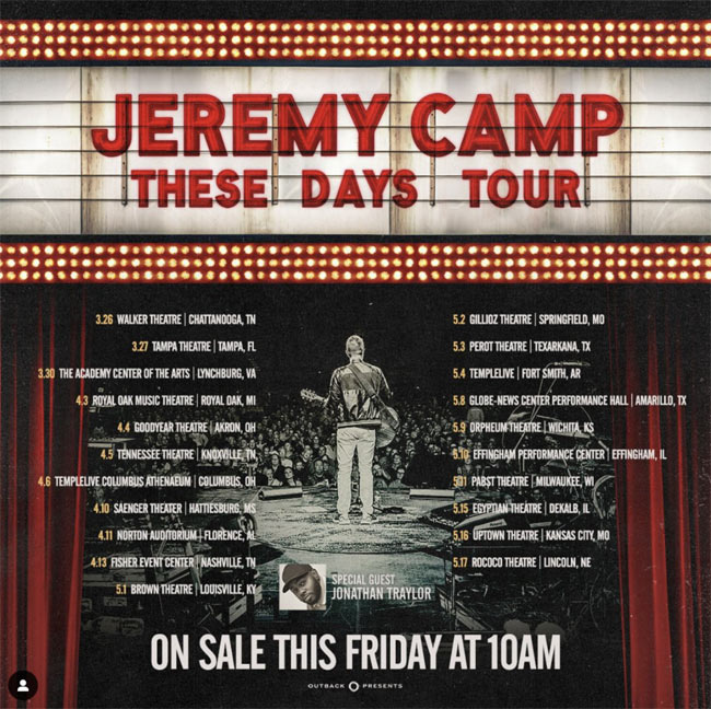 Jeremy Camp Announces 21-Date 'These Days' Tour