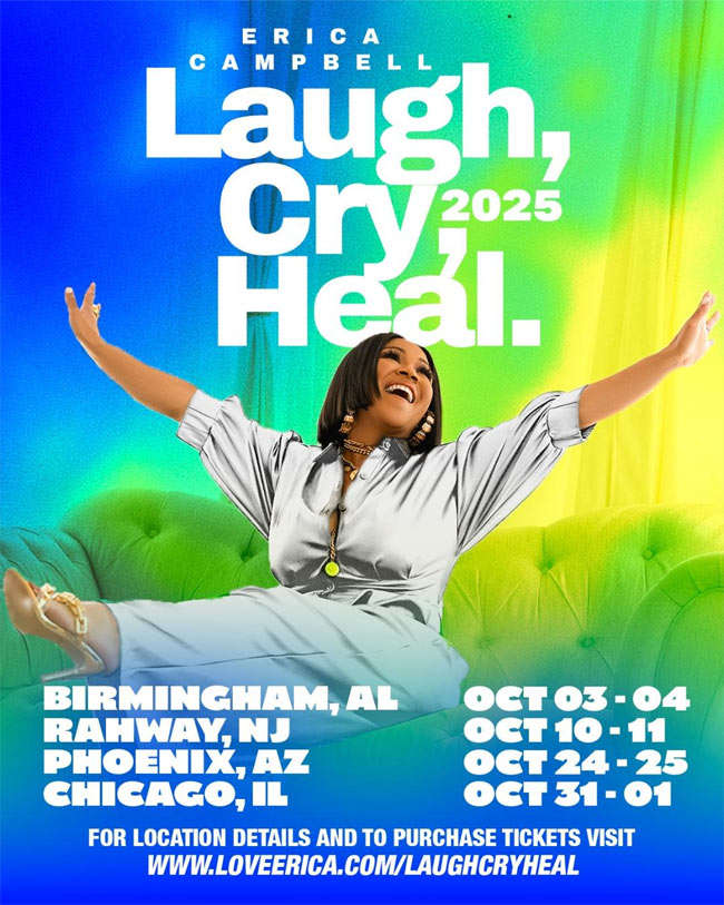 Erica Campbell Brings Life-Changing 'Laugh, Cry, Heal' Experience to Four U.S. Cities This Fall